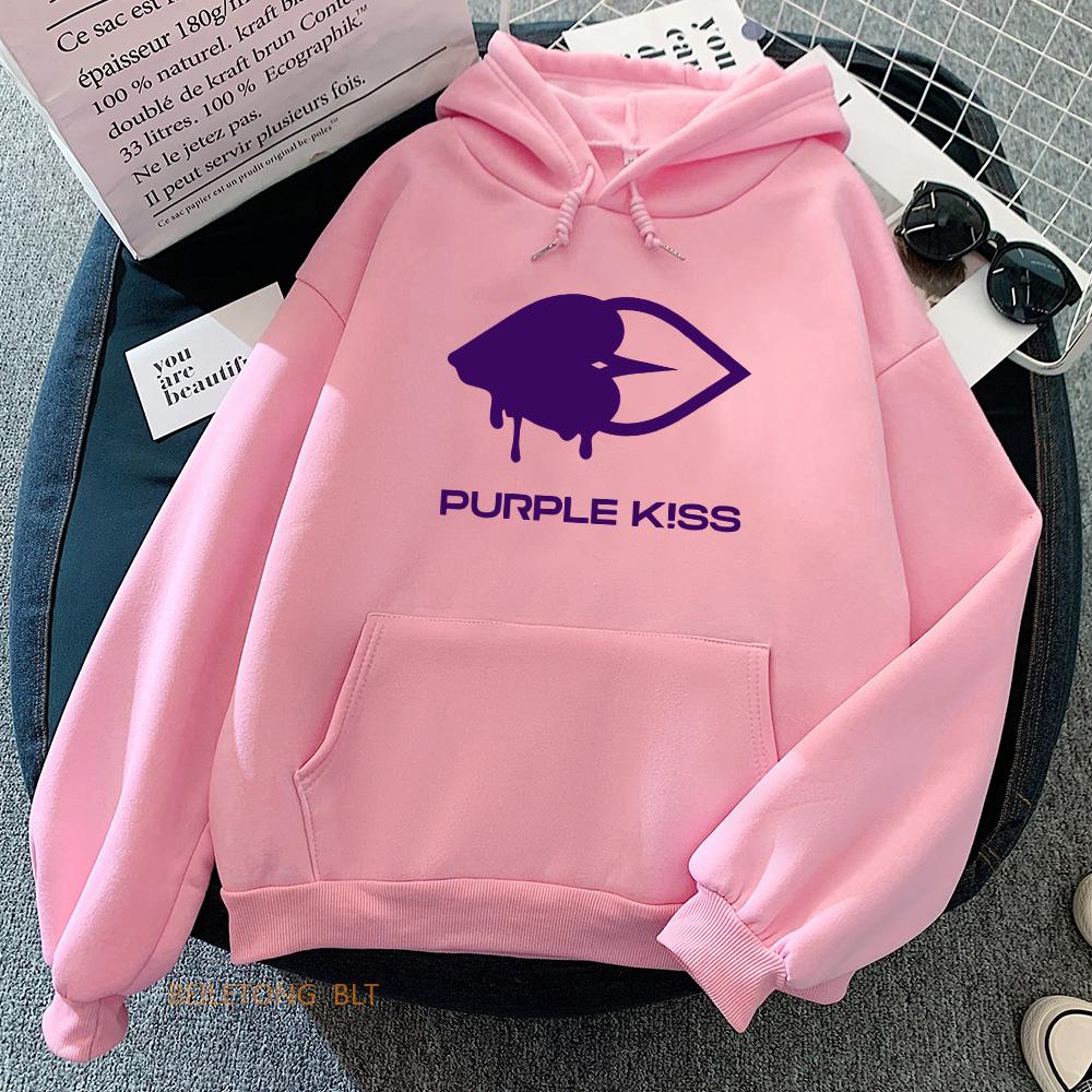 Purple Kiss Hoodies  Girls Band Graphic Printing Sweatshirts Spring Long Sleeve Hooded Pullovers Sudaderas Clothes