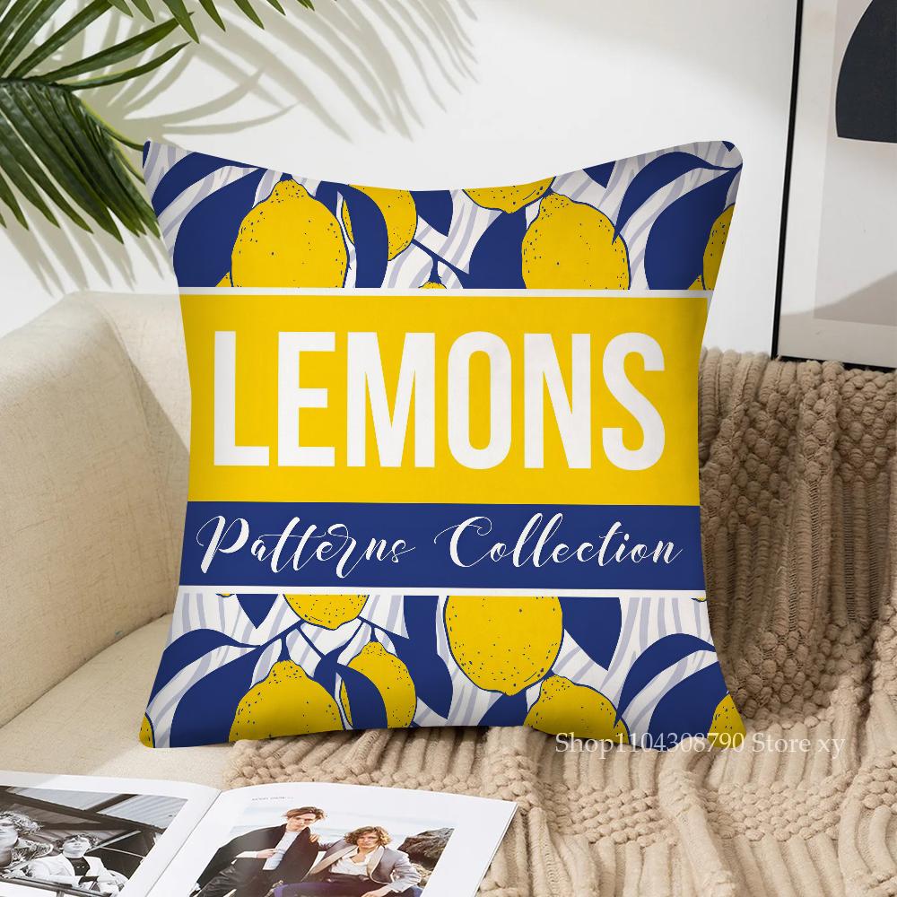 Lemon Pattern Pillow Case Fashion Square Pillowcase Bedroom Sofa Room Ins Decoration Leisure Cushion Cover 40x40
