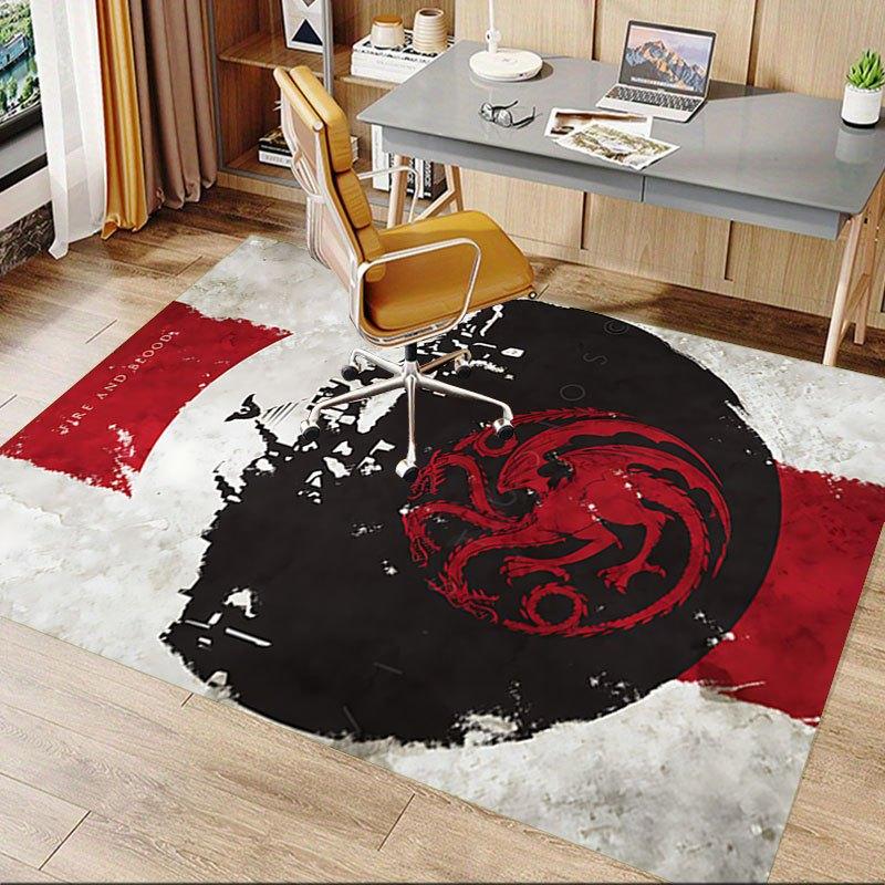 1pc Fire and Blood Office Carpet Chair Mats, Home Decor Mat | Fantasy Theme Mat | Durable Mat, Dragon DecorB04