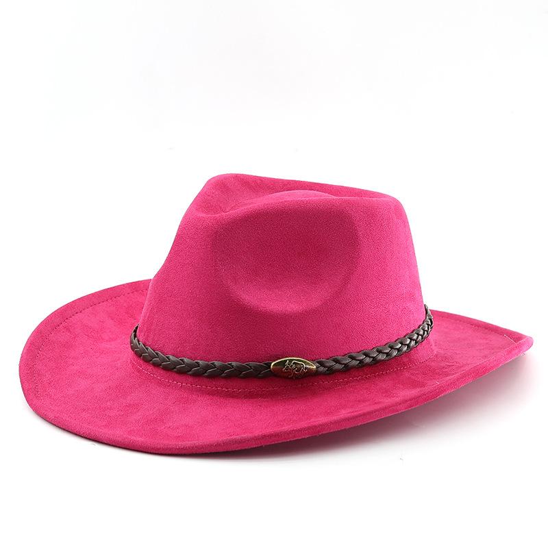 Western cowboy hat suede brown jazz hat men's and women's ethnic style autumn and winter wide brim hat