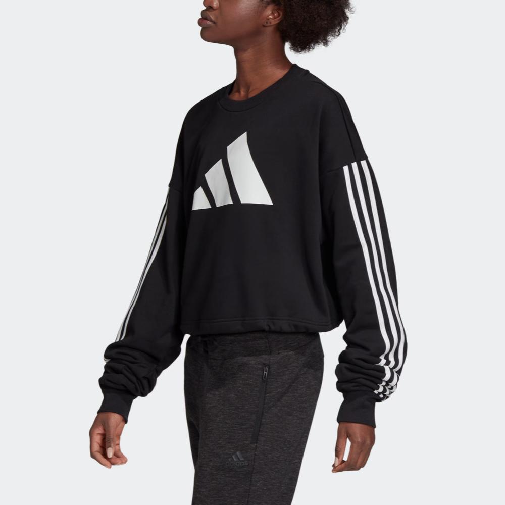 Adidas Sport Lifestyle Series Striped Logo Short Casual Pullover Sweatshirt Women sweatshirt Black FI6721