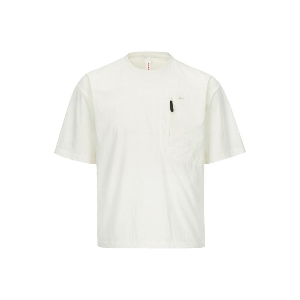 Reebok Camp Woven Tee Series Solid Color Pocket Design Loose Fit Short Sleeve T-Shirt Men Tops Off-White 23RCS411MGW1