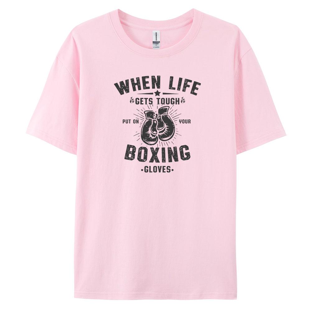 Boxing Comfortable Mens Loose Fit Tshirt with Stylish Prints Vintage and Short Sleeved
