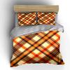 3Pcs Autumn Plaid Bedding Set, Warm Orange and Brown Tartan Print Duvet Cover + 2 Pillowcases, Fall Season Decor