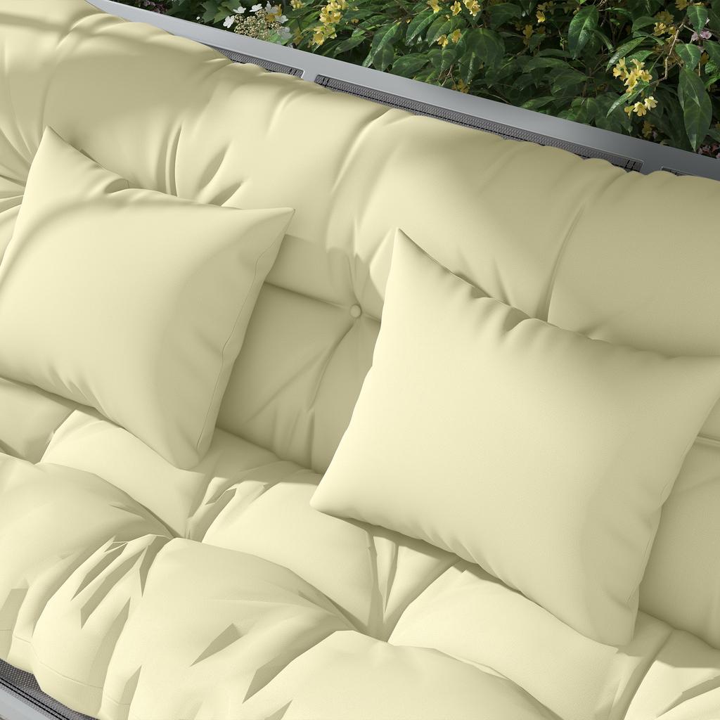 4-Piece Set Seat Cushions, 150x50 cm Water-Repellent Chair Cushions with Tie Straps, 10cm Thick Cream White