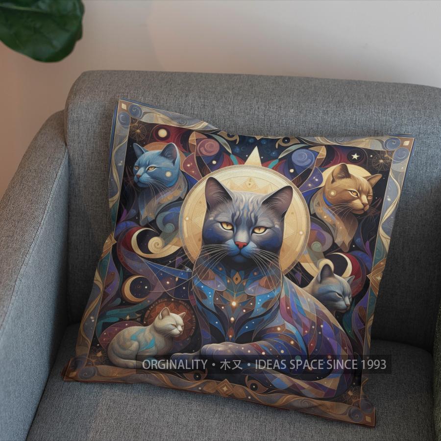 Bunte Katze Künstlerisches Muster Kissenbezüge Muster Kissenbezug Geeignet für Sofa Schlafzimmer Auto Kissenbezug