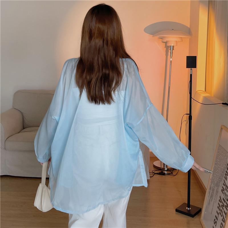 GMXIA Damen Sommer Sonnenbekleidung Hemd Dünne Durchsichtige Chiffon Jacke Tops