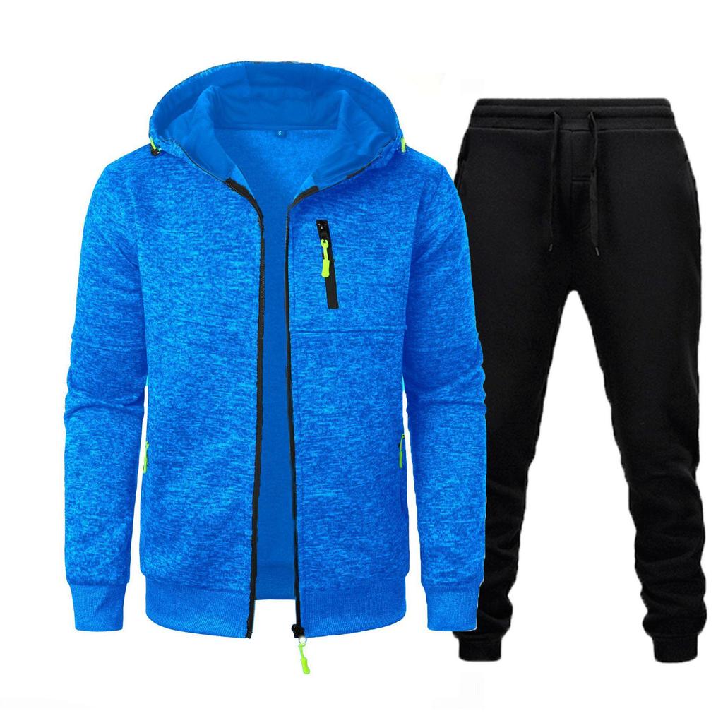 Men's Casual Jacquard Knit Hoodie & Cardigan Set