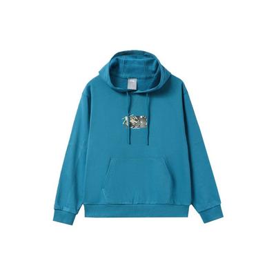 Li Ning Sports Fashion Series Logo Embroidered Group Print Loose Hoodie Unisex Hoodie Space-Blue AWDR471-2