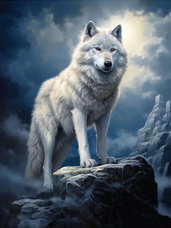 5D Wolf Diamond Painting Art New Collection Moon Mountain Mosaic Art Rhinestone Embroidery Animals Decor