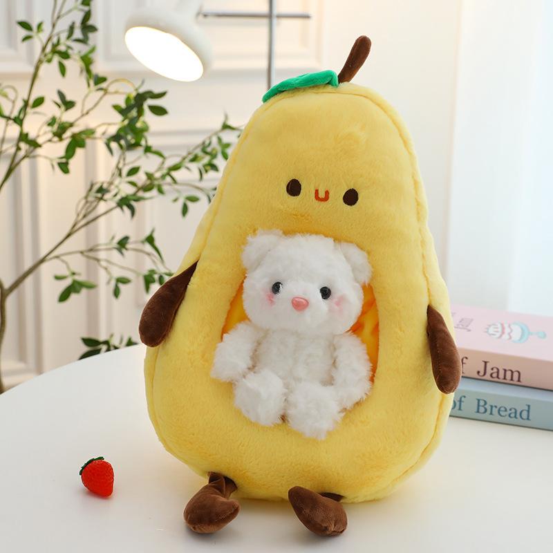 

New creative pear nest bear plush toy bear doll cute pear rag doll throw pillow gift Pear 40cm Bear sitting height 23cm