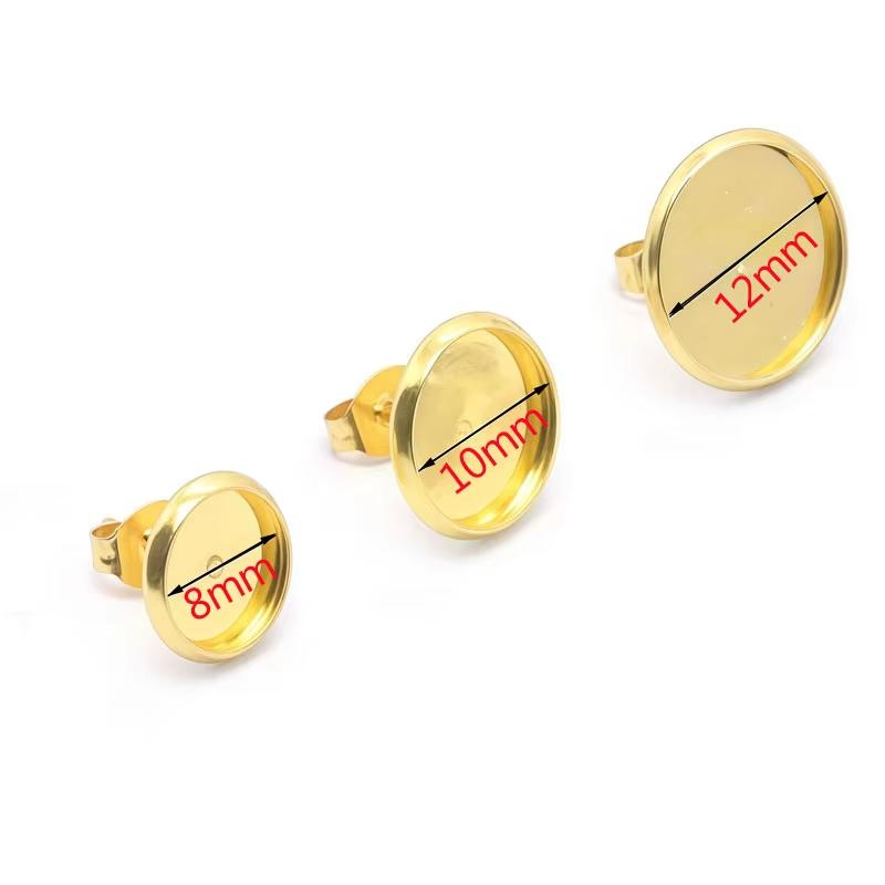 20 Stück Edelstahl Ohrstecker Basis Stift Mit Ohrstecker Passend für 8 10 12mm Cabochon Fassung DIY Schmuckherstellung Zubehör
