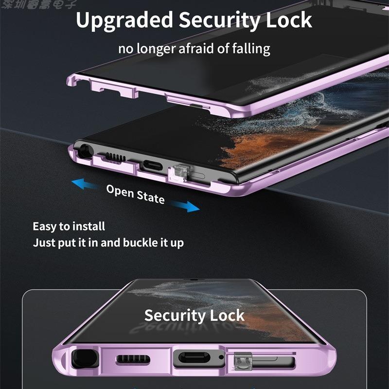 Samsung S25 Phone Case Eye Protection Double-sided Magneto Metal S24ultra Protective Case All-inclusive, Suitable for S23 Glass