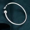 999 Sterling Silver Three Lives One Fate Open Bracelet, Ancient Style, Apricot Leaf Design, Artistic and Simple Women's Gift
