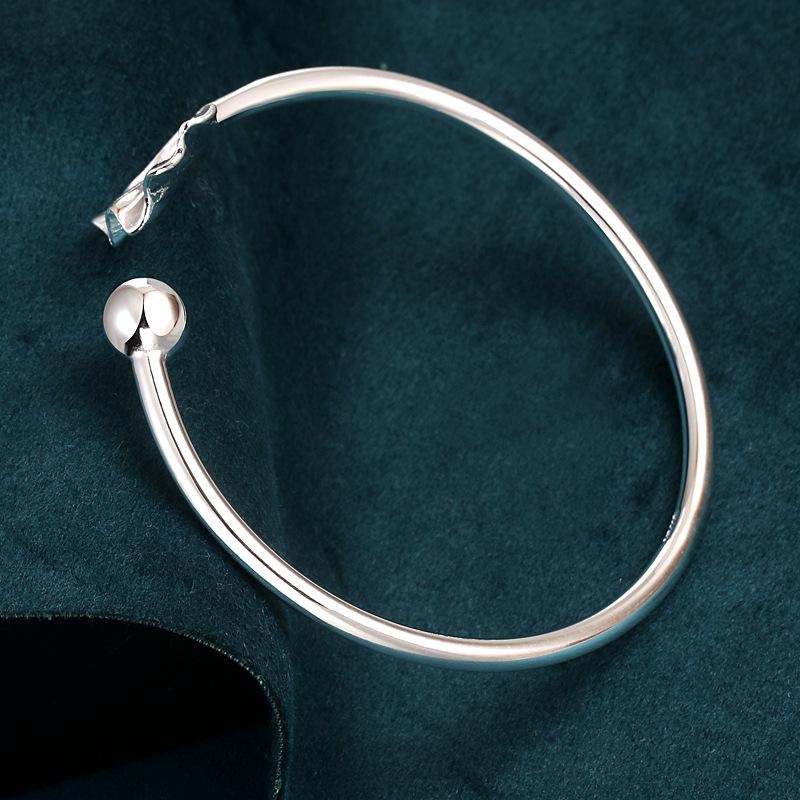 999 Sterling Silver Three Lives One Fate Open Bracelet, Ancient Style, Apricot Leaf Design, Artistic and Simple Women's Gift