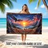 American Patriotic Theme Soft Beach Towel Personalized Custom Name Text Towel Portable for Beach Pool Travel