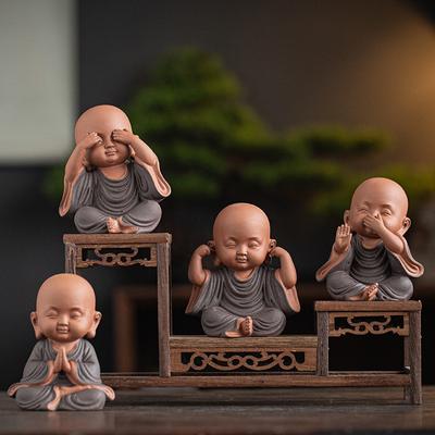 Ceramics Little Monk Figurine Small Statue Creative Home Room Office Decorations Chinese Specialty Ornaments