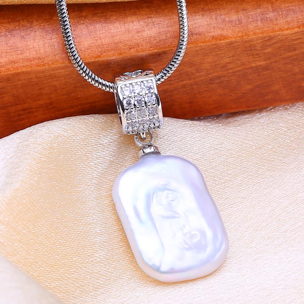 LSOOYH Natural Freshwater Big Baroque Pearl Necklaces Party Elegant Vintage Silver Color Pendant, Birthday Gifts for Women