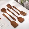 Unpainted Wenge Wooden Kitchenware Set: Non-stick Spatula & Ladle for Cooking