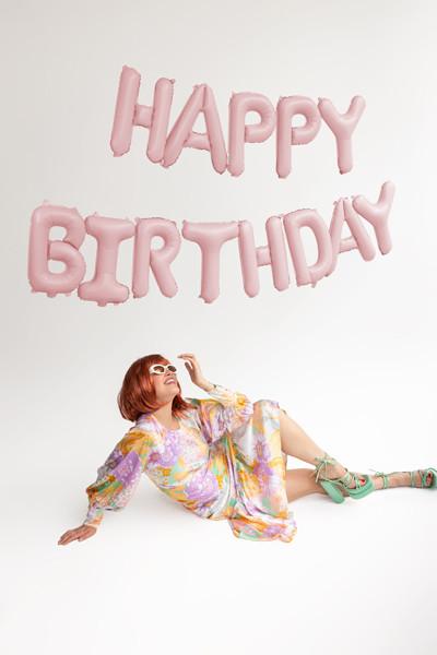 Folienballon Happy Birthday, 340x35cm, Rosa