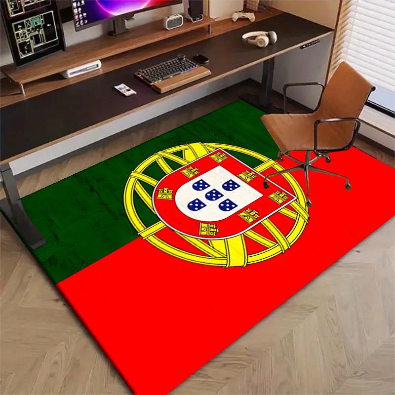 Portugal flag Polyester Carpet, Soft Indoor Mat for Office Chair, Living Room, Computer Desk - Decorative Home Office Rug Design