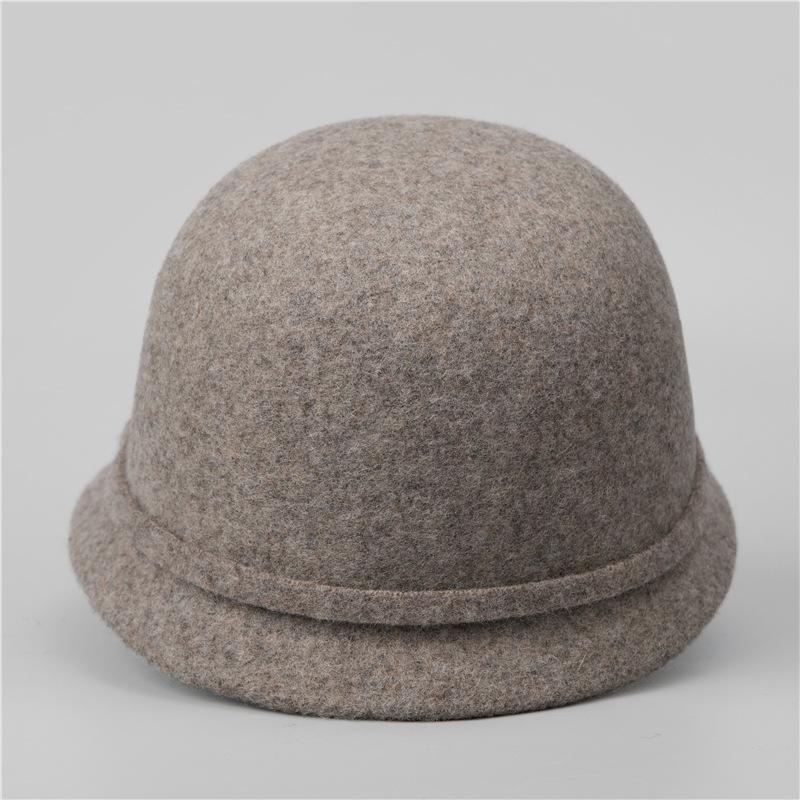 Wool Mother Hat Lady Autumn and Winter New Top Hat French Elegant Retro Bucket Hat Basin Hat