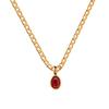 Delicate Multicolour Oval CZ Natural Stone Pendant Necklace for Women Stainless Steel Cuban Chain Necklace Fashion Jewelry Gift