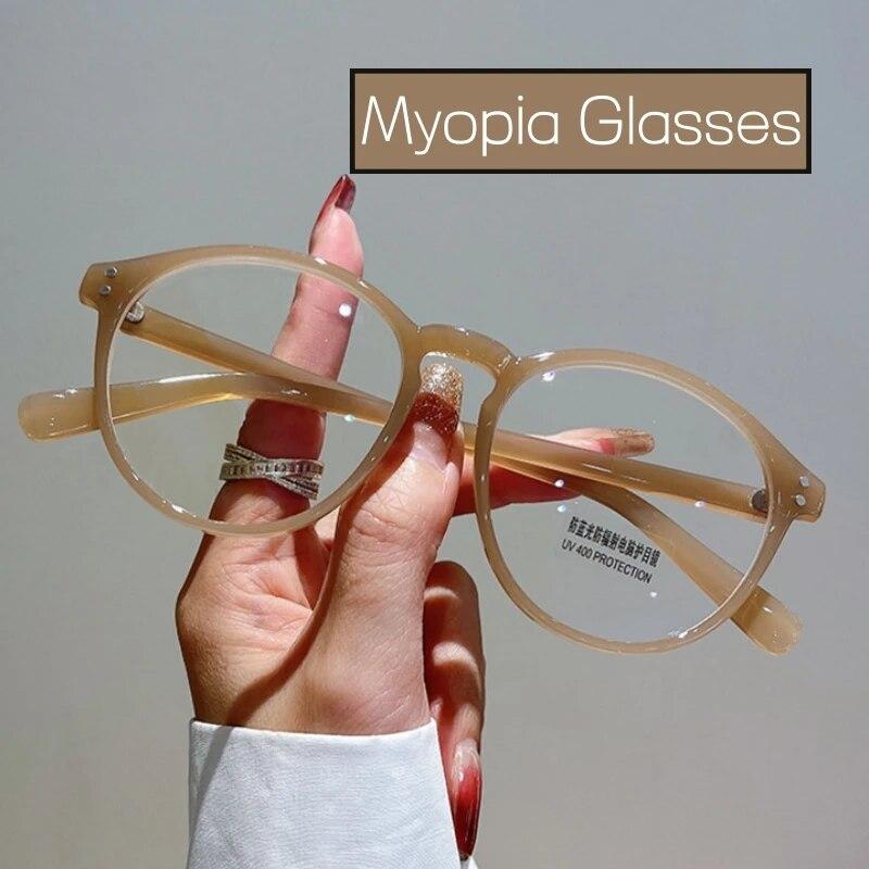 Fashion Round Leopard Short-sighted Eyeglasses Women's Trendy Transparent Computer Glasses Anti-blue Optical Spectacle Eyewear