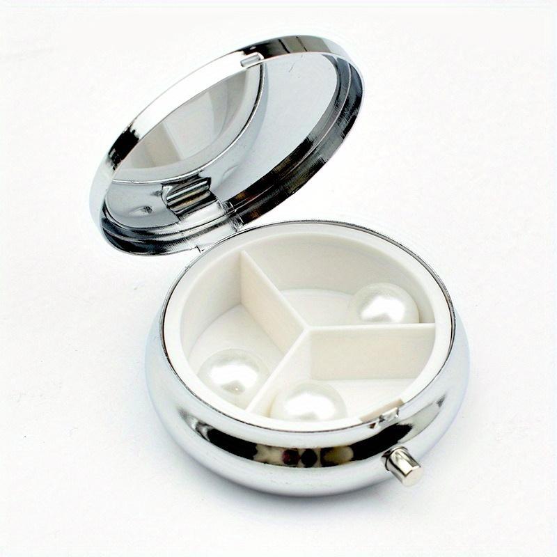 1PC Portable Travel Essential Pill Splitters Pill Case Container for Medicines Organizer Metal, Jewelry Box, Compartmentalized Storage