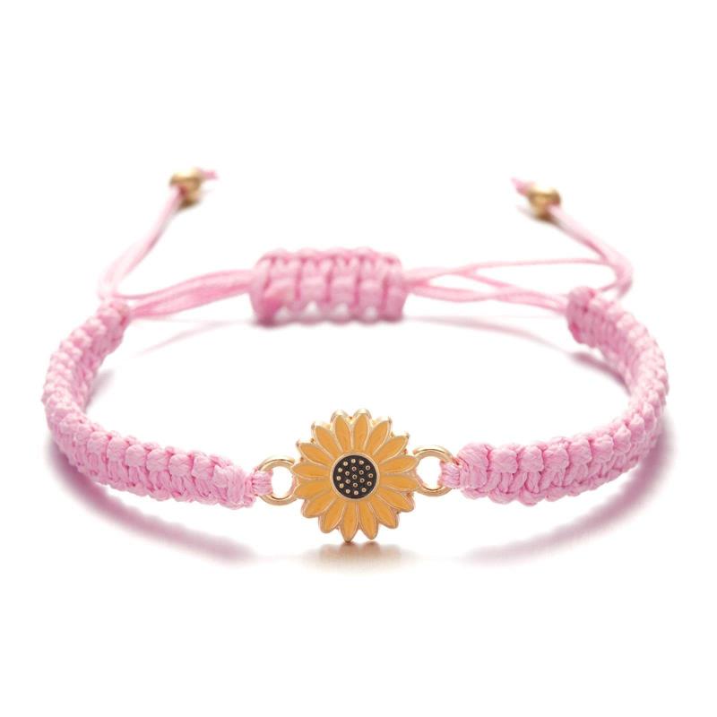 Adjustable Colorful Woven Bracelet For Men And Women Handmade Sunflower Bracelet For Couples Best Friends Graduation Gift