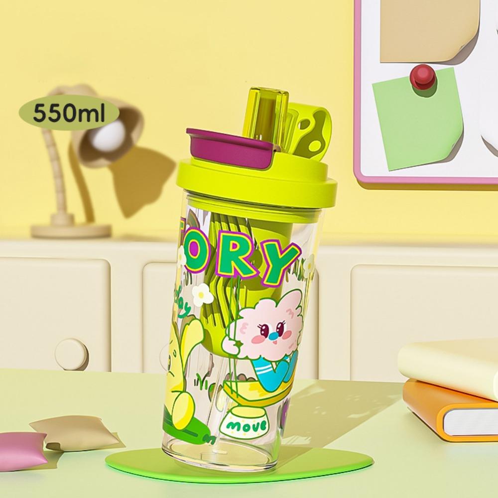 

Cartoon Prints Water Bottle Plastic Travel Kettle New Drinking Cup зелёный