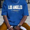 Cotton Summer Men's 100% Cotton Comfortable Casual Loose Plus Size LOS ANGELES Printed Sports Round Neck Short Sleeved T-shirt Top