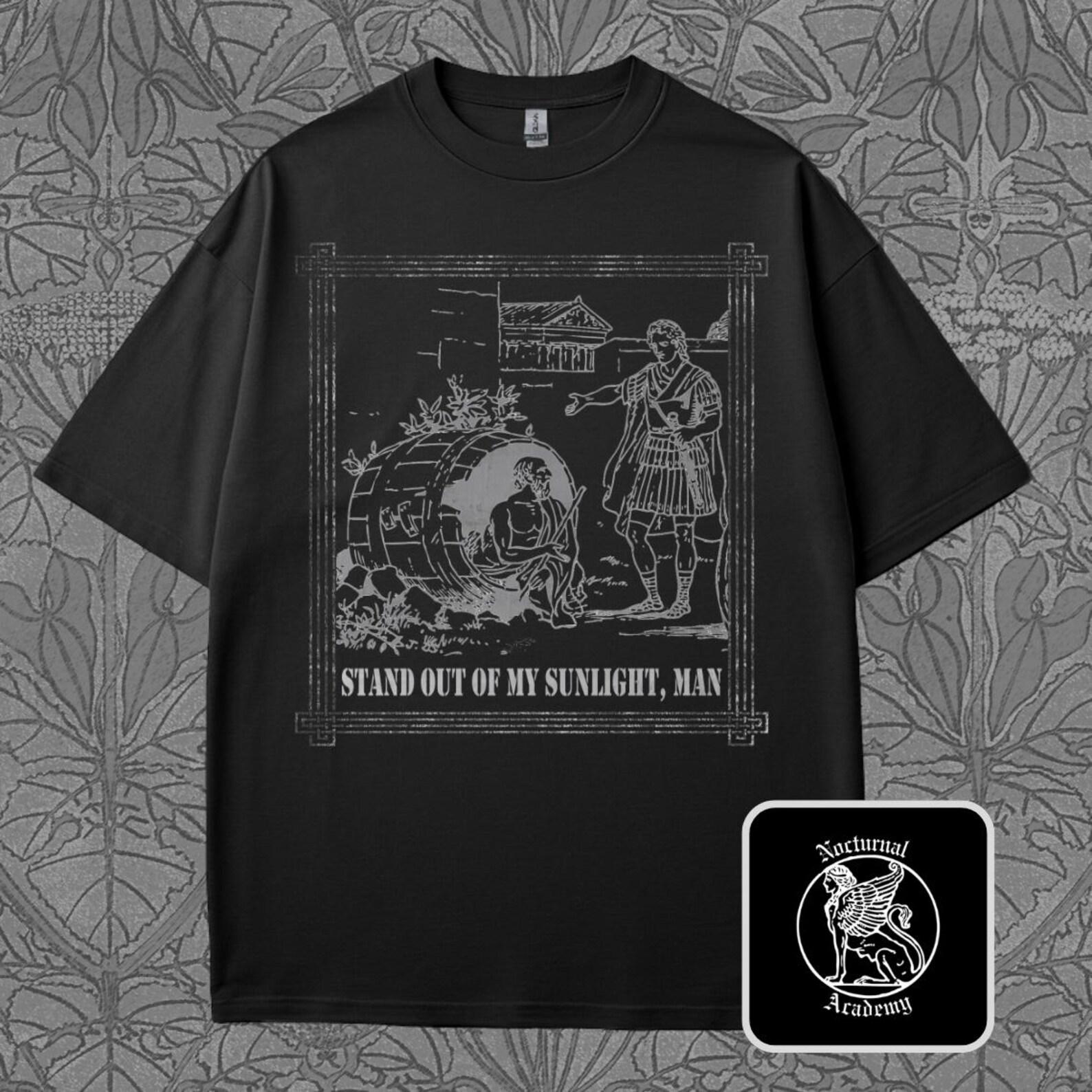 Funny Diogenes Quote T-Shirt: Philosophical Dark Academia Tee, Vintage Style Clothing XL