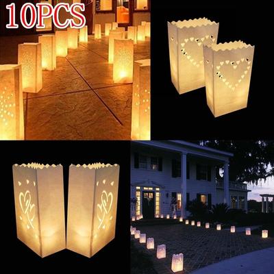 5/10Pcs Festival Lantern Heart  Paper Lantern Candle Bag Lighting Candles for Wedding Christmas Event Party Supplies