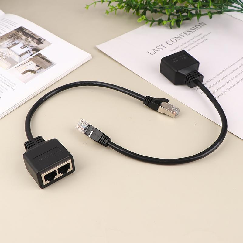 1Pc Ethernet Splitter Rj45 1 Male To 2 Female Lan Ethernet Cable Splitter Cable Ethernet Socket Connector Extension Cable