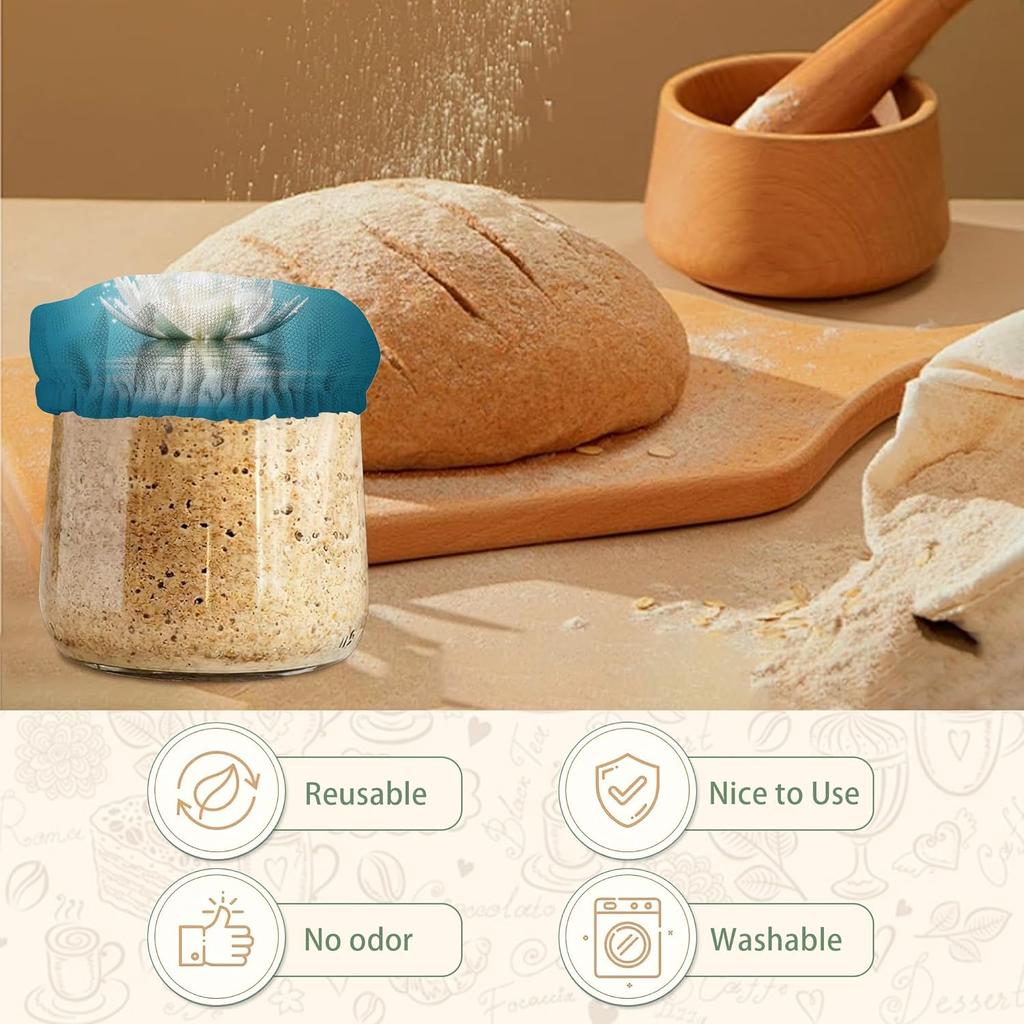 Sourdough Starter Cloth Covers Jars,Water Lotus Fermentation Cheese Fabric Lids,Fit Jars Mouth from 3-4 inch, 5 Pack