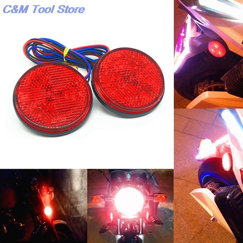 1Pcs Car Motorcycle Round 24 LED Brake Turn Signal Stop Tail Lights Bulbs Reflectors