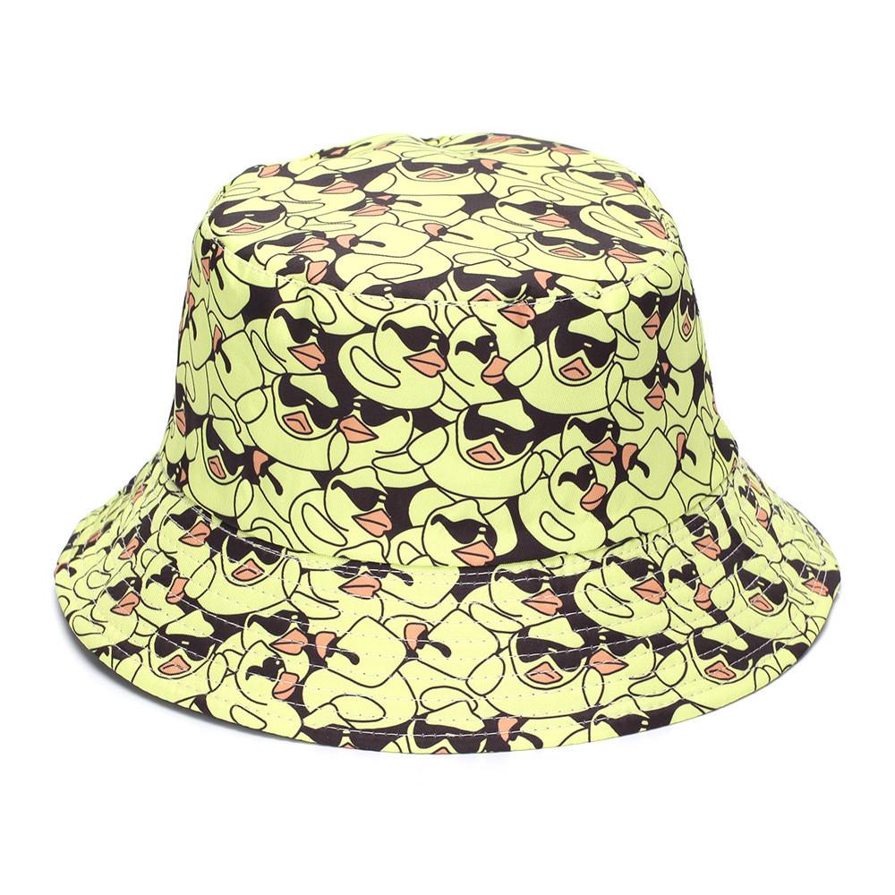 Duck Print Vintage Doublesided Fisherman Hat With Sun Protection For Outdoors
