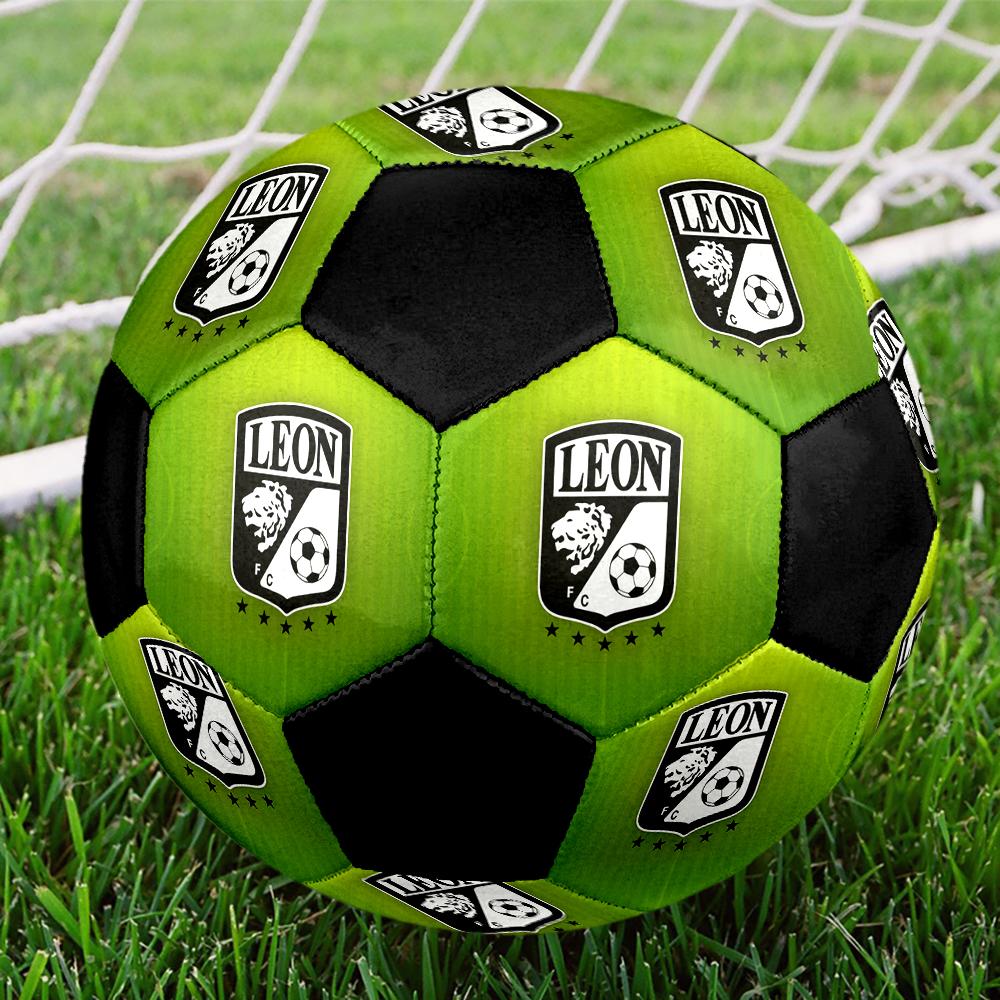 SIZE 5 León FC Soccer Ball Colorful All Ages Machine Stitched PVC Competition Ready Durable High-Bounce