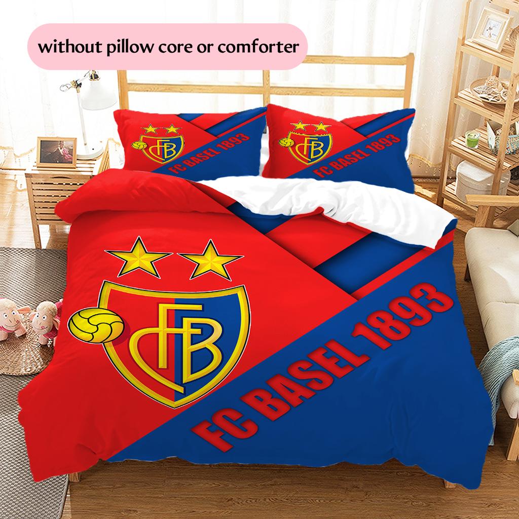 FC Basel Vzorované povlečení Domácí dekorace Narozeninový dárek (1 * povlak na peřinu + 2 * povlak na polštář, bez jádra)