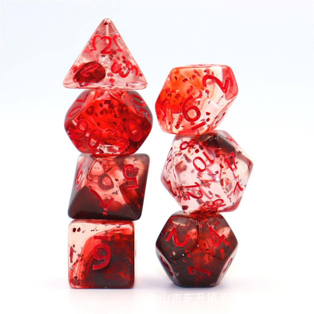 7-teiliges Kristall-Stil Dnd Würfelset - Polyedrische RPG Würfel für Tabletop Gaming, Funkelnde Edelstein TTRPG Zubehör