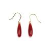 12mm Blood Red Coral American Style Pierced Droplet 18K Made In Japan Earrings, Shape, Gold, Undyed, Kochi,