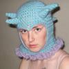 New Handmade Crocheted Funny Cross Horn Hat Personalized Balaclava