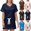 Ladies' Ice Silk Sexy Pajamas V-neck Short Sleeved Shorts Home Wear