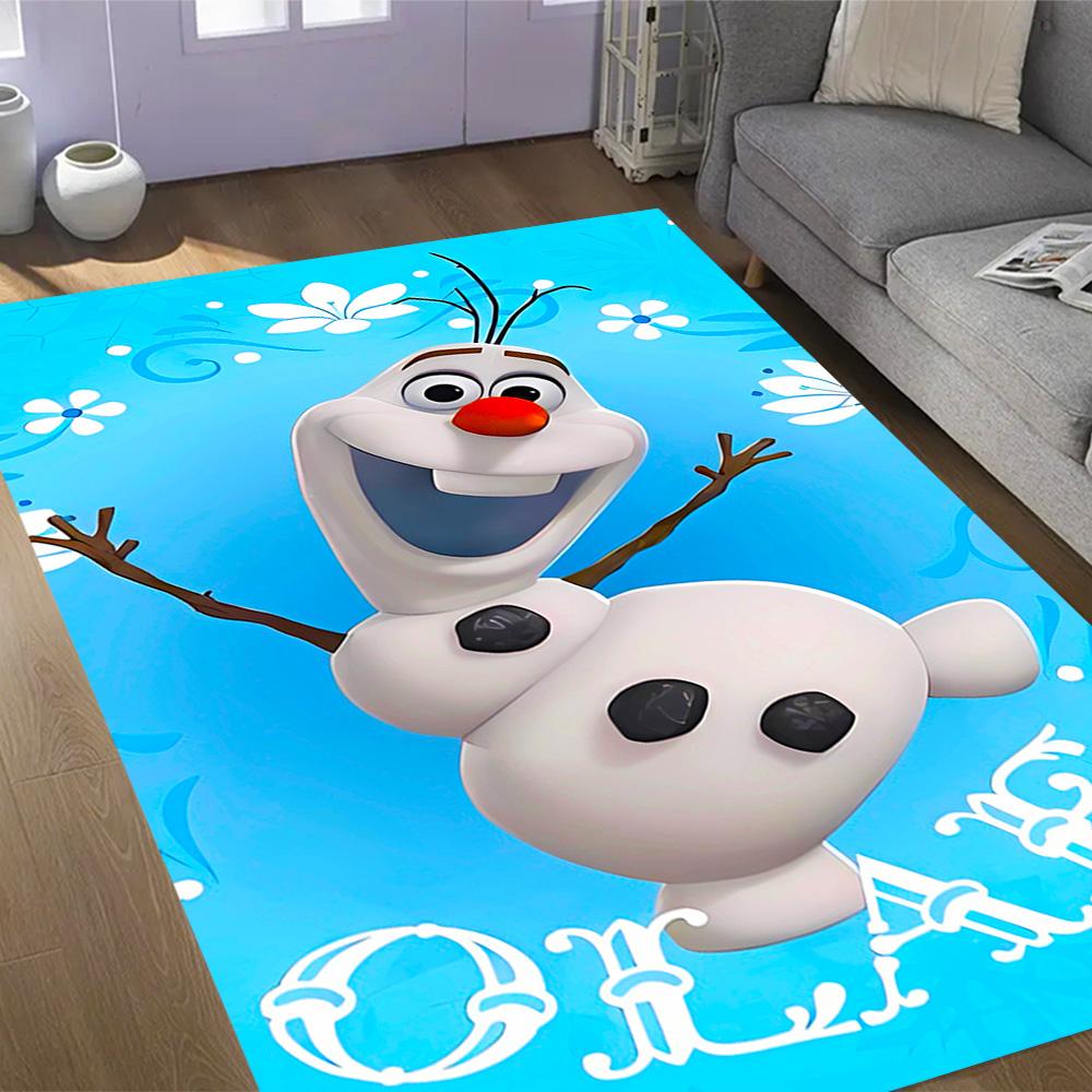 Frozen Olaf Cartoon Theme Non-Slip Rug - Made of Polyester, Suitable for Home Décor, Bedrooms, Living Rooms, Entryways, and Studios.