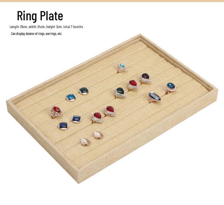 Jewelry Display Tray with Cross Ring Storage for Bracelets & Earrings