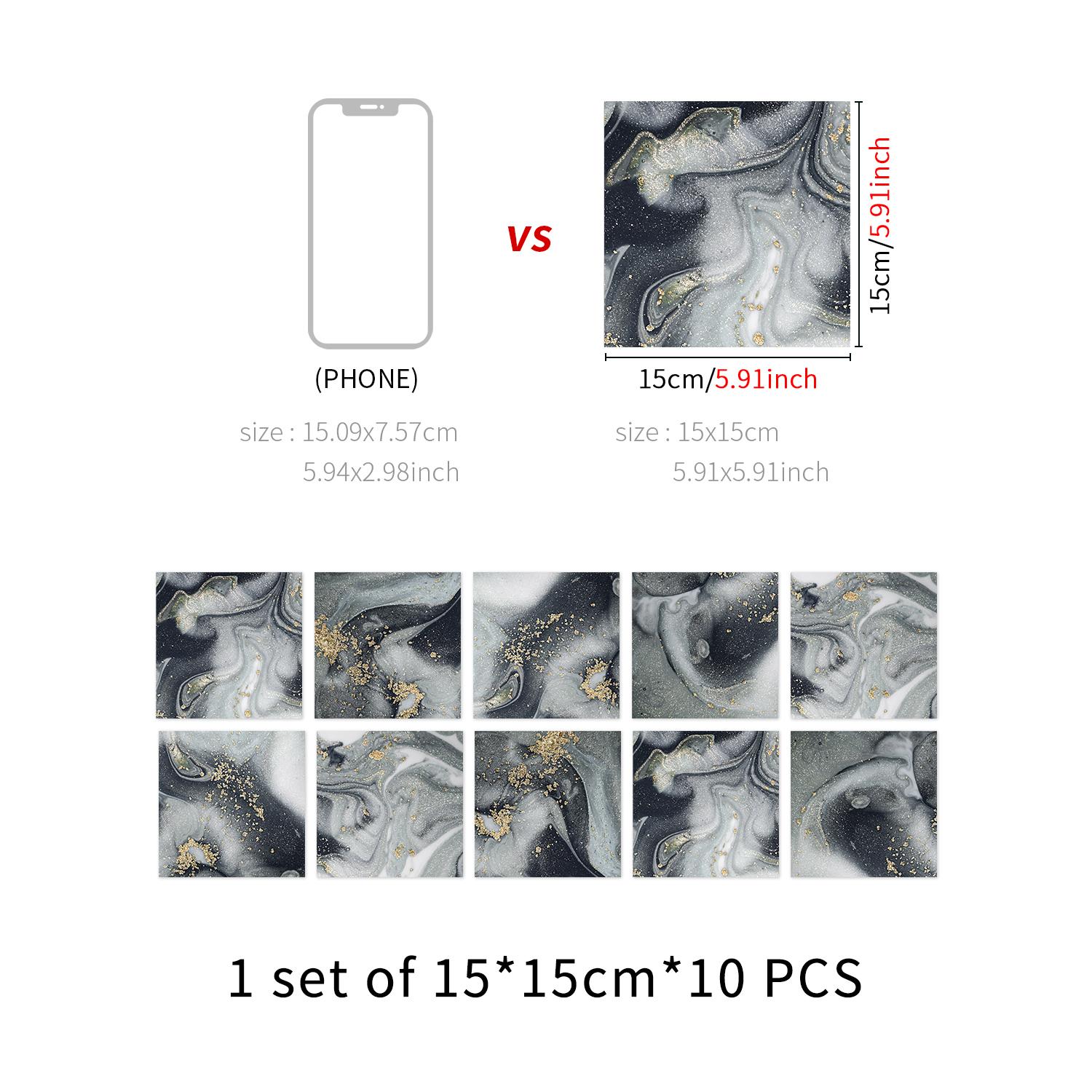 

10 шт., наклейки на мраморную плитку, водонепроницаемые самоклеящиеся наклейки на стену, ванная комната, кухня, фартук, настенные художественные объявления, для декора домашней комнаты 5.91 X5.91 X10pcs