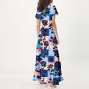 Lässiges Damenkleid mit V-Ausschnitt, kurzen Ärmeln und hoher Taille, Retro-Blumenblatt-Print