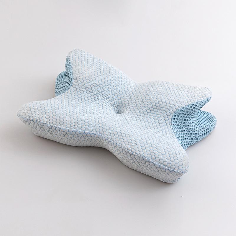 Butterfly-shaped Cervical Spine Memory Pillow Slow Rebound Ergonomic Zero-pressure Memory Foam Pillow синий