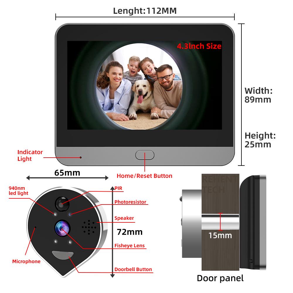 Tuya 1080P Smart Electronic Peephole with 360° Panoramic Fisheye Lens